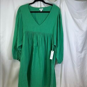 Tribal Jeans Emerald Green Long Sleeve Dress NWT Sz XL